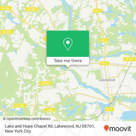 Mapa de Lake and Hope Chapel Rd, Lakewood, NJ 08701