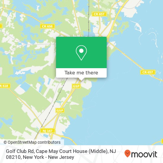 Mapa de Golf Club Rd, Cape May Court House (Middle), NJ 08210