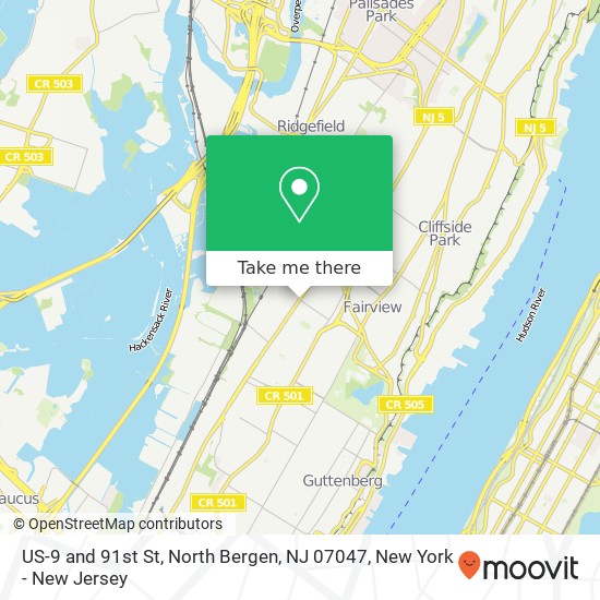Mapa de US-9 and 91st St, North Bergen, NJ 07047