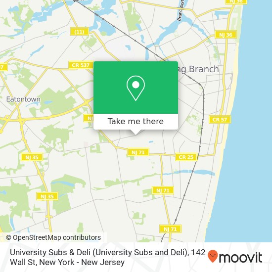 Mapa de University Subs & Deli (University Subs and Deli), 142 Wall St