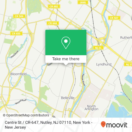 Mapa de Centre St / CR-647, Nutley, NJ 07110