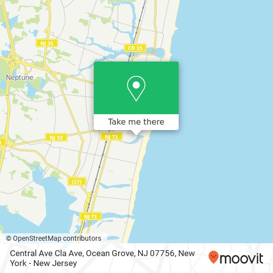 Mapa de Central Ave Cla Ave, Ocean Grove, NJ 07756