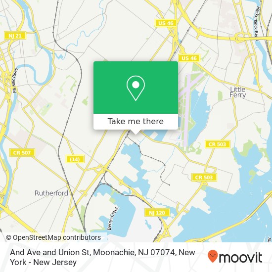 Mapa de And Ave and Union St, Moonachie, NJ 07074