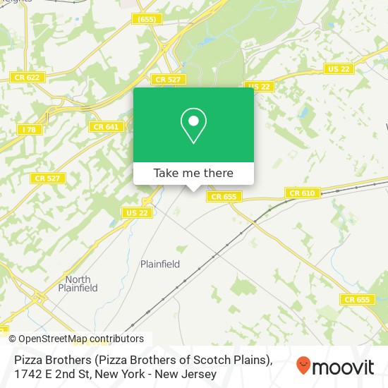Mapa de Pizza Brothers (Pizza Brothers of Scotch Plains), 1742 E 2nd St