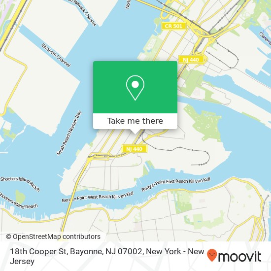 Mapa de 18th Cooper St, Bayonne, NJ 07002