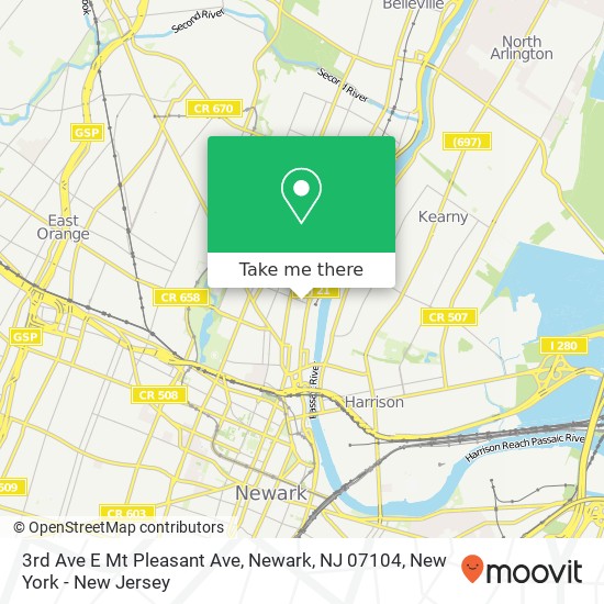 3rd Ave E Mt Pleasant Ave, Newark, NJ 07104 map