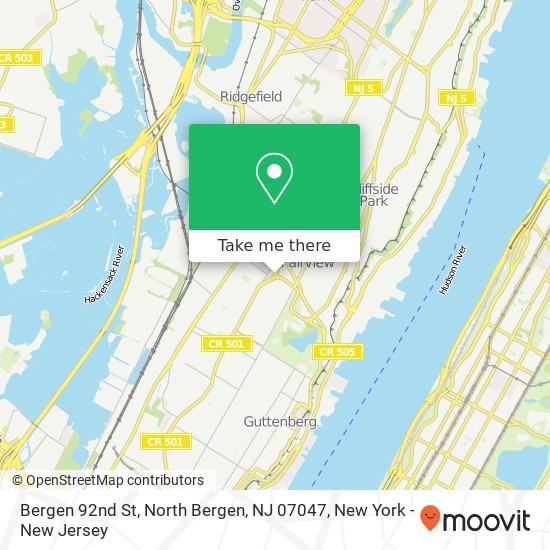 Mapa de Bergen 92nd St, North Bergen, NJ 07047