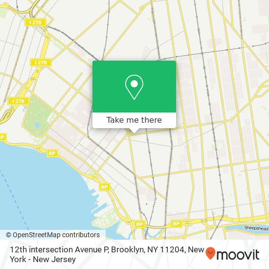 Mapa de 12th intersection Avenue P, Brooklyn, NY 11204