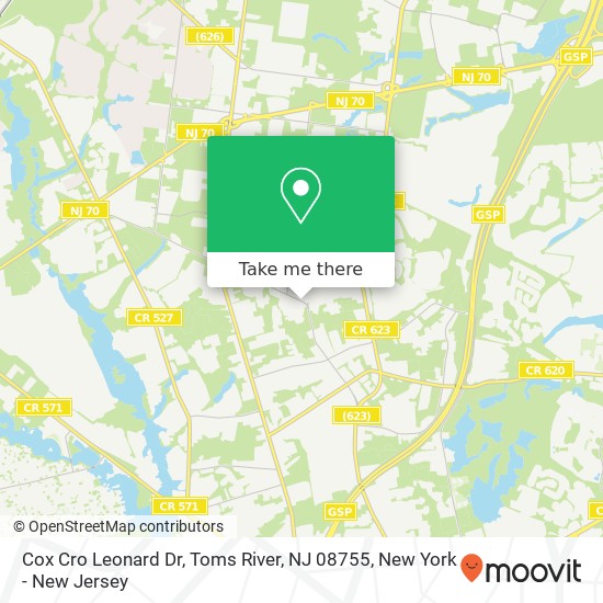 Cox Cro Leonard Dr, Toms River, NJ 08755 map