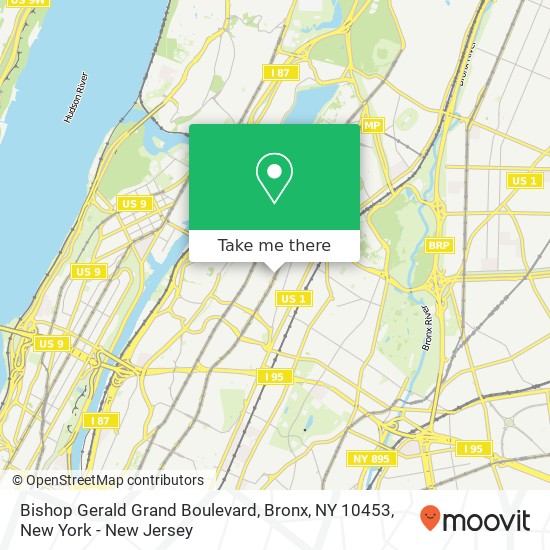 Mapa de Bishop Gerald Grand Boulevard, Bronx, NY 10453