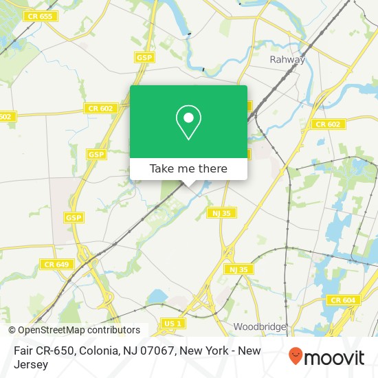Mapa de Fair CR-650, Colonia, NJ 07067
