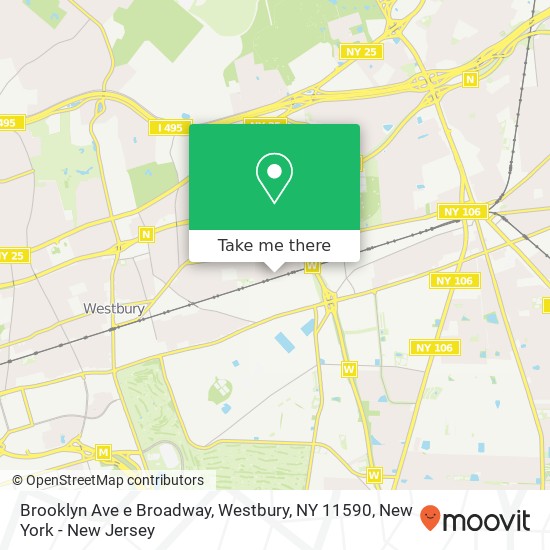 Mapa de Brooklyn Ave e Broadway, Westbury, NY 11590