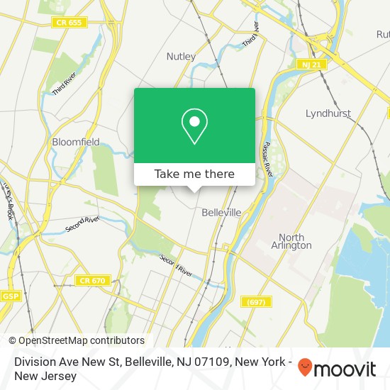 Division Ave New St, Belleville, NJ 07109 map