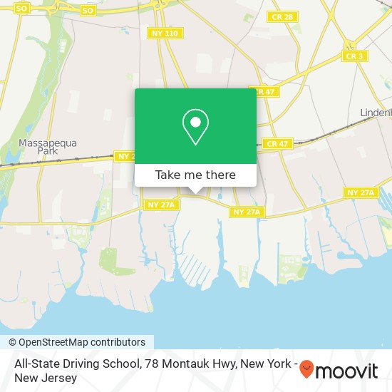 Mapa de All-State Driving School, 78 Montauk Hwy