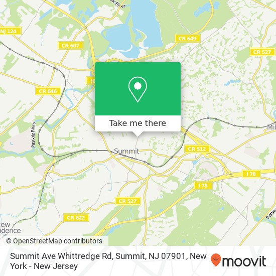 Mapa de Summit Ave Whittredge Rd, Summit, NJ 07901