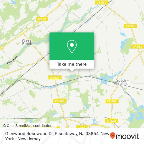 Mapa de Glenwood Rosewood Dr, Piscataway, NJ 08854