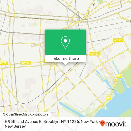 Mapa de E 95th and Avenue B, Brooklyn, NY 11236