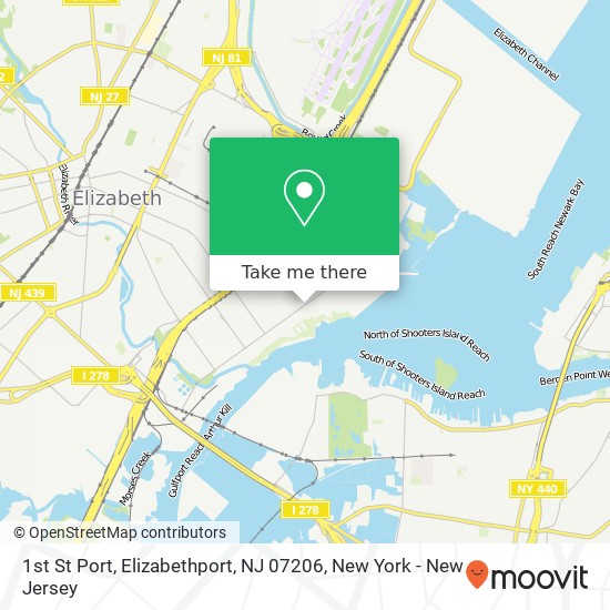 Mapa de 1st St Port, Elizabethport, NJ 07206