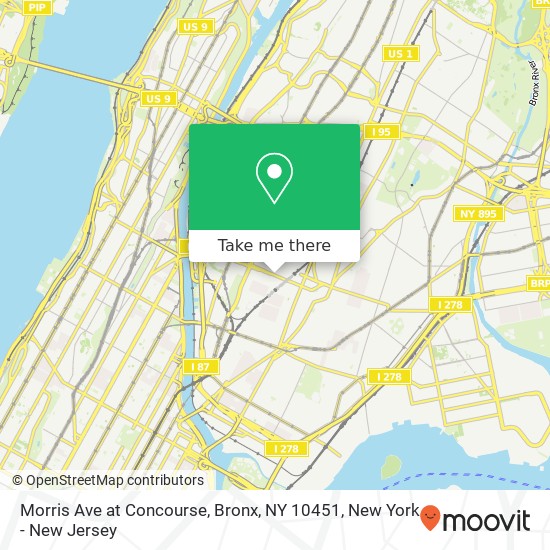 Morris Ave at Concourse, Bronx, NY 10451 map