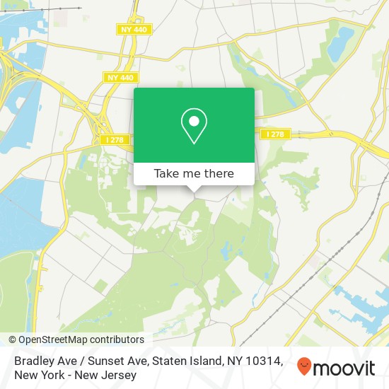 Mapa de Bradley Ave / Sunset Ave, Staten Island, NY 10314