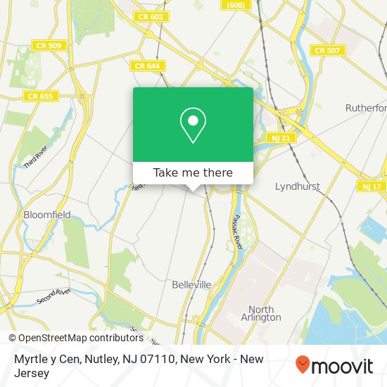 Mapa de Myrtle y Cen, Nutley, NJ 07110