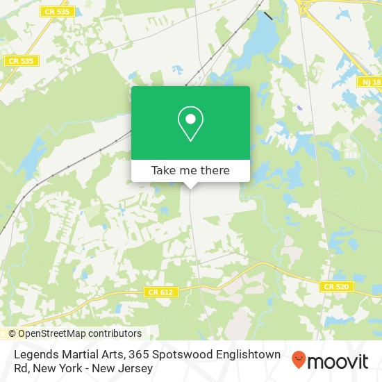 Legends Martial Arts, 365 Spotswood Englishtown Rd map