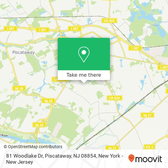Mapa de 81 Woodlake Dr, Piscataway, NJ 08854