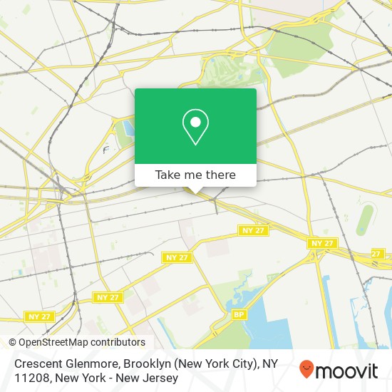 Mapa de Crescent Glenmore, Brooklyn (New York City), NY 11208