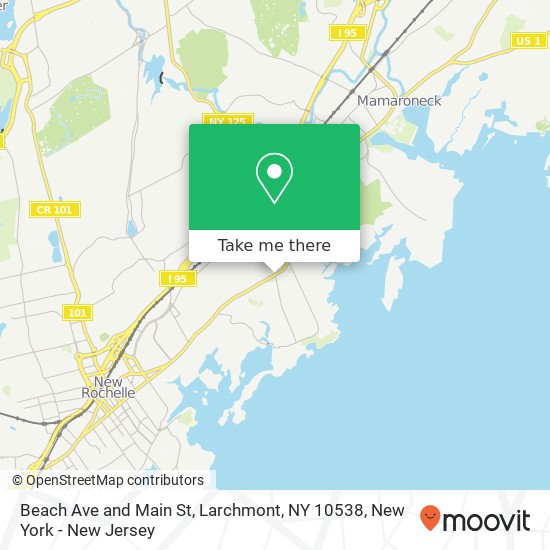 Mapa de Beach Ave and Main St, Larchmont, NY 10538