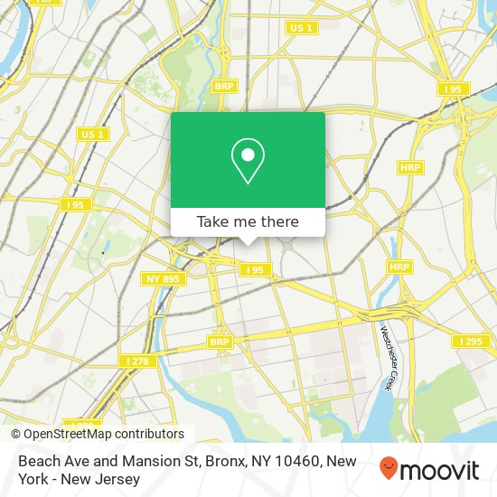 Mapa de Beach Ave and Mansion St, Bronx, NY 10460