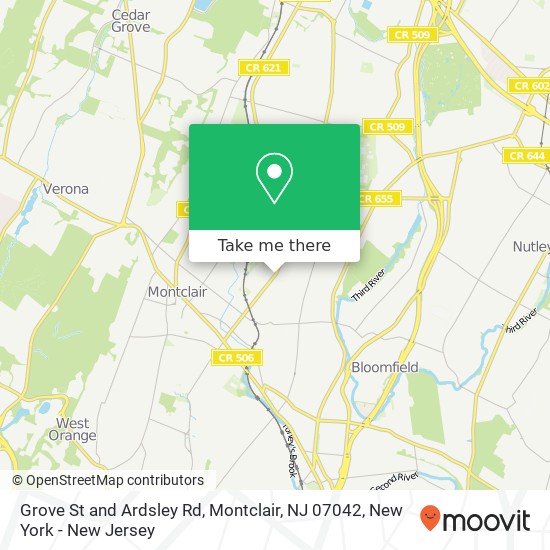 Mapa de Grove St and Ardsley Rd, Montclair, NJ 07042
