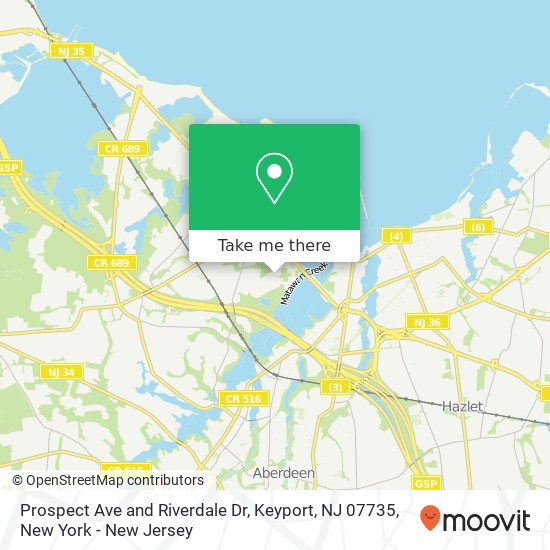 Mapa de Prospect Ave and Riverdale Dr, Keyport, NJ 07735