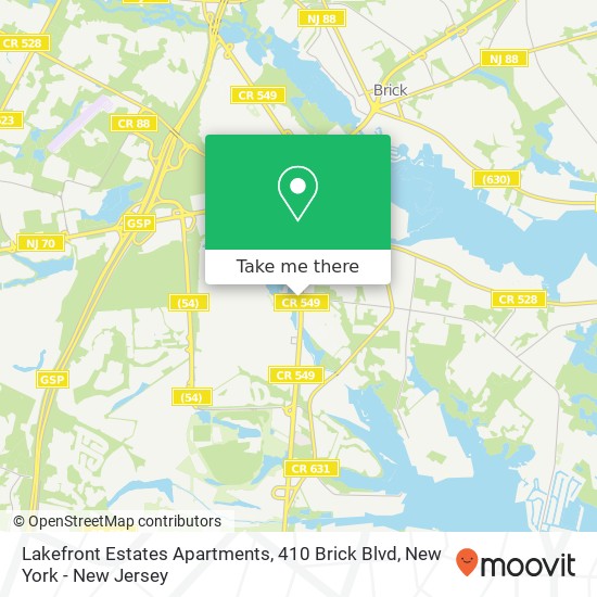 Mapa de Lakefront Estates Apartments, 410 Brick Blvd