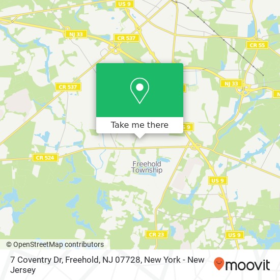 Mapa de 7 Coventry Dr, Freehold, NJ 07728