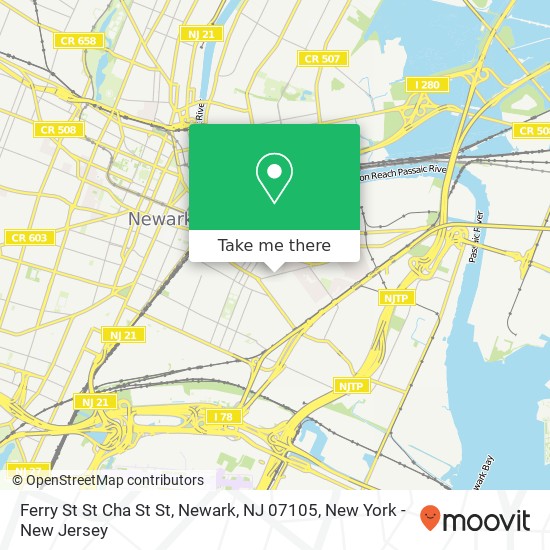 Ferry St St Cha St St, Newark, NJ 07105 map