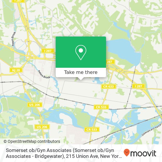 Mapa de Somerset ob / Gyn Associates (Somerset ob / Gyn Associates - Bridgewater), 215 Union Ave