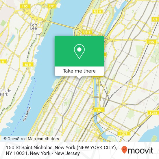 150 St Saint Nicholas, New York (NEW YORK CITY), NY 10031 map