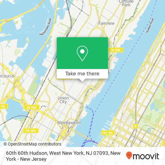 Mapa de 60th 60th Hudson, West New York, NJ 07093