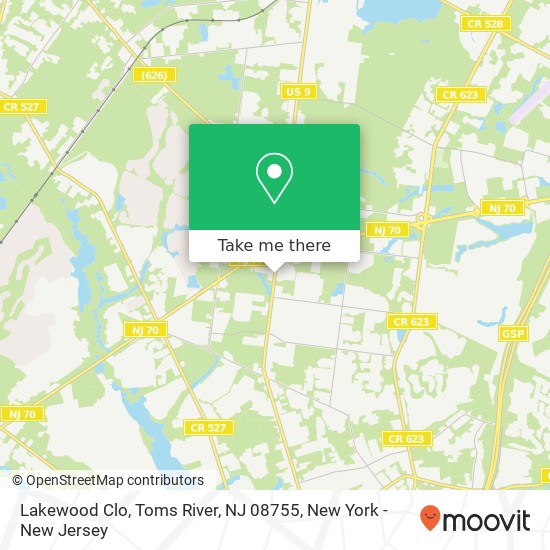 Mapa de Lakewood Clo, Toms River, NJ 08755