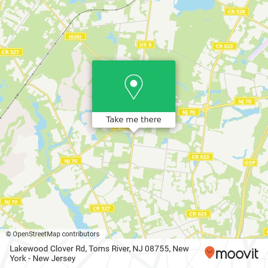 Mapa de Lakewood Clover Rd, Toms River, NJ 08755