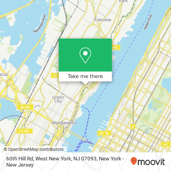 Mapa de 60th Hill Rd, West New York, NJ 07093
