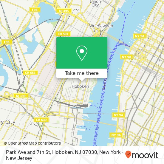 Mapa de Park Ave and 7th St, Hoboken, NJ 07030