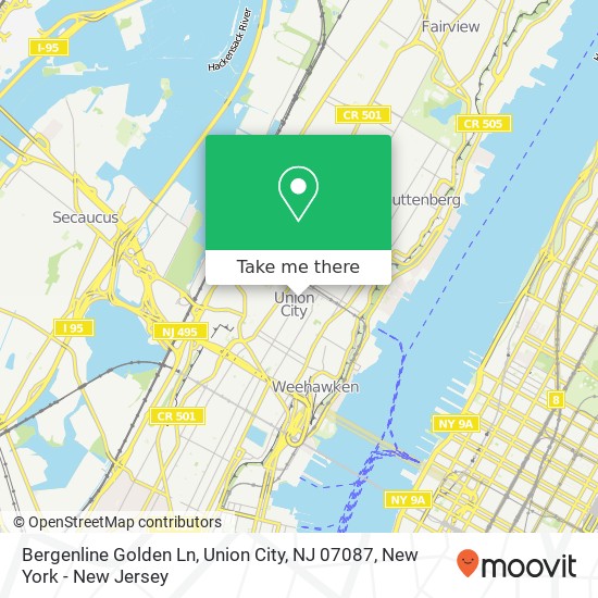 Mapa de Bergenline Golden Ln, Union City, NJ 07087
