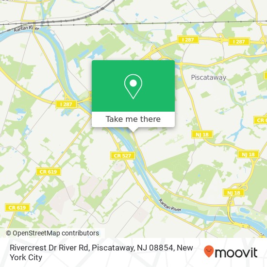 Mapa de Rivercrest Dr River Rd, Piscataway, NJ 08854