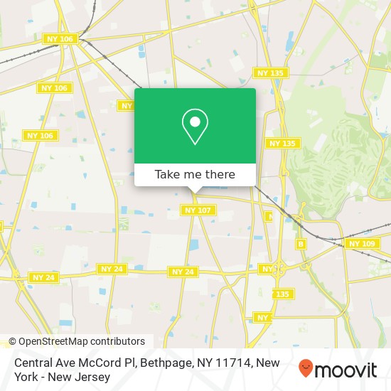 Mapa de Central Ave McCord Pl, Bethpage, NY 11714