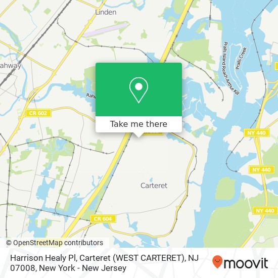 Mapa de Harrison Healy Pl, Carteret (WEST CARTERET), NJ 07008