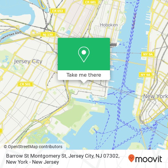 Mapa de Barrow St Montgomery St, Jersey City, NJ 07302
