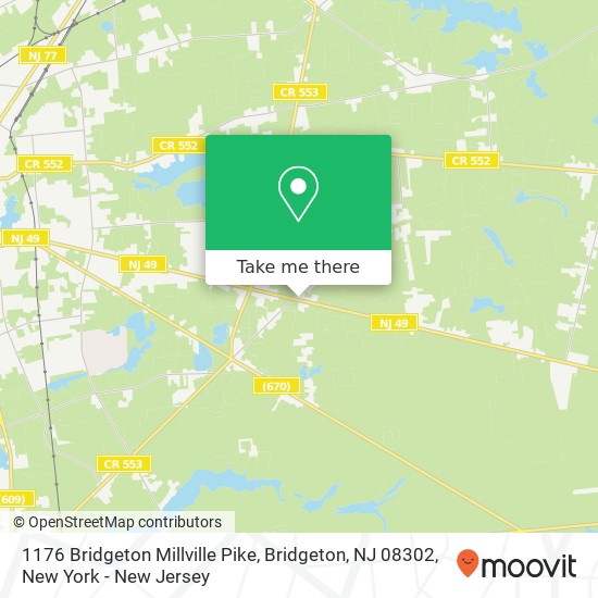 Mapa de 1176 Bridgeton Millville Pike, Bridgeton, NJ 08302