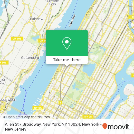 Allen St / Broadway, New York, NY 10024 map