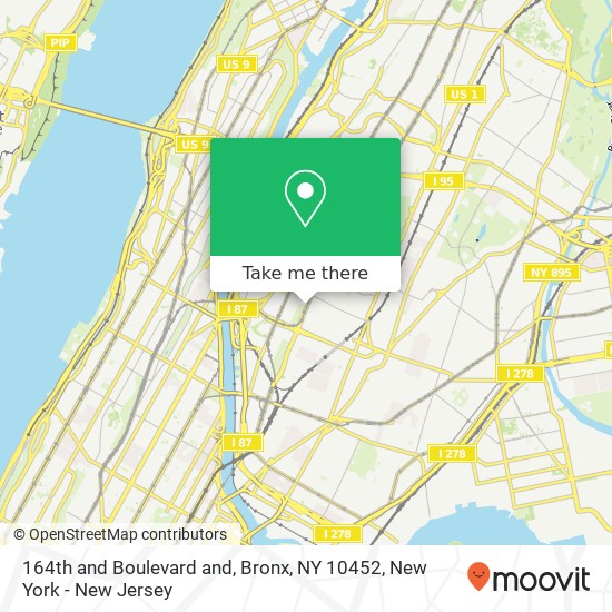 Mapa de 164th and Boulevard and, Bronx, NY 10452